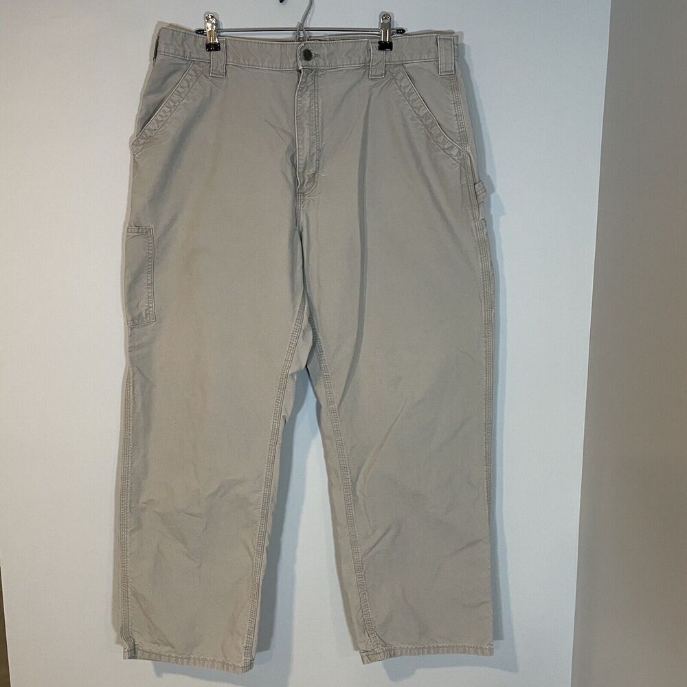 Carhartt Pants Mens 40x32 Beige‎ Tan Khaki B151 Carpenter Canvas Skate Workwear